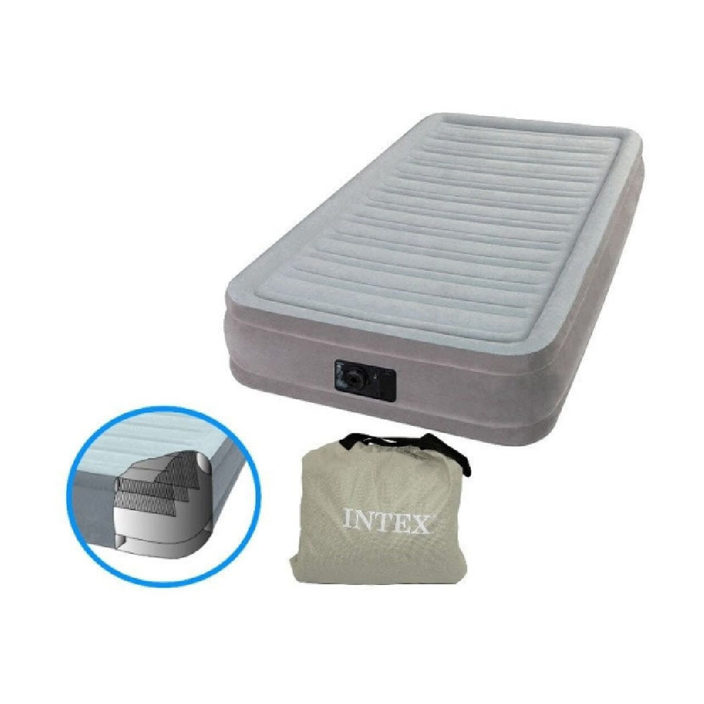 INTEX Dura-Beam Mid-Rise Air Mattress – Queen Size 13in Inflatable Guest Bed with Internal Electric Pump - Image 3