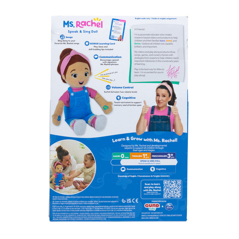 Official Speak & Sing Doll, 12” Tall Interactive Toy with 4 Songs & 16+ Phrases, Toddler Toys for Girls & Boys Ages 6 Months to 3+ Years