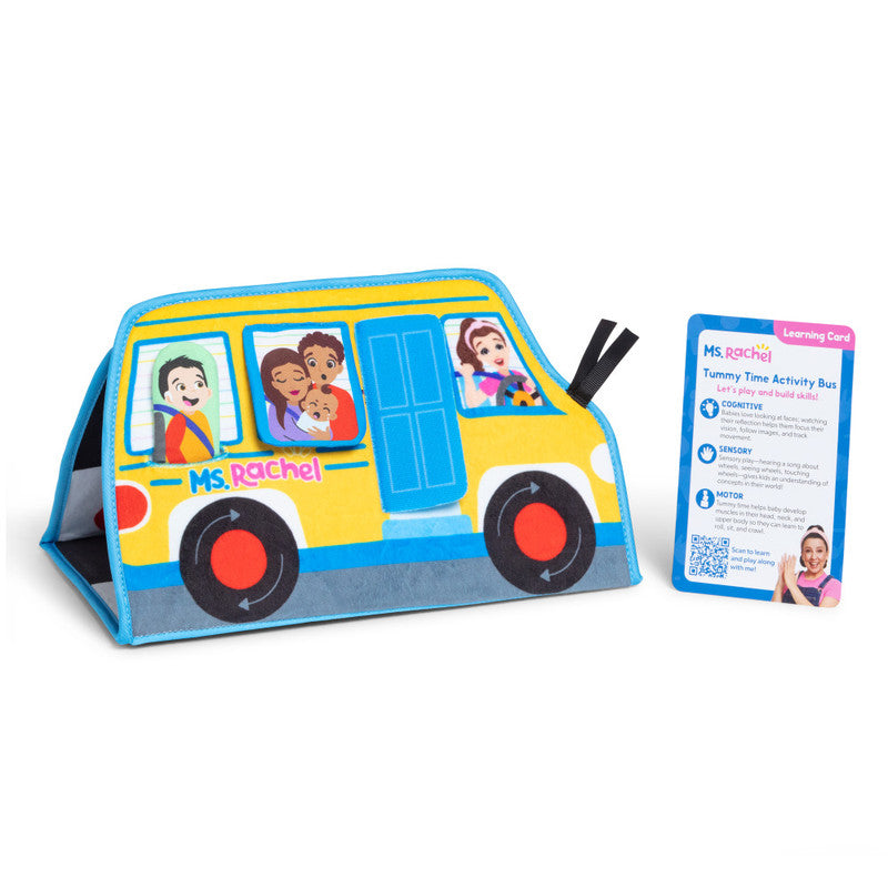 Ms. Rachel Official Tummy Time Activity Bus Folding Play Mat with Baby Mirror & Sensory Toys for Interactive Play Baby Learning Toys for Boys & Girls Ages 0-1+
