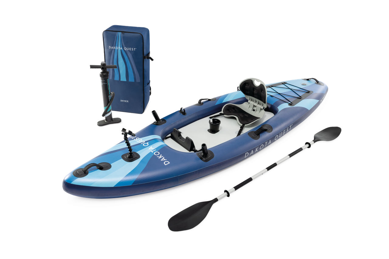 INTEX Dakota Quest Sit-On-Top Kayak – Professional 1-Person Inflatable Fishing Kayak with Oars & Carry Bag - Image 2