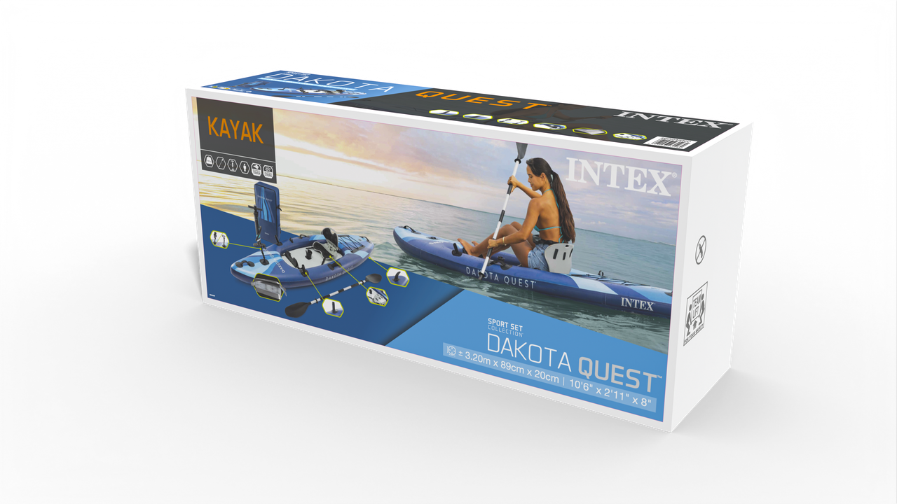 INTEX Dakota Quest Sit-On-Top Kayak – Professional 1-Person Inflatable Fishing Kayak with Oars & Carry Bag - Image 6