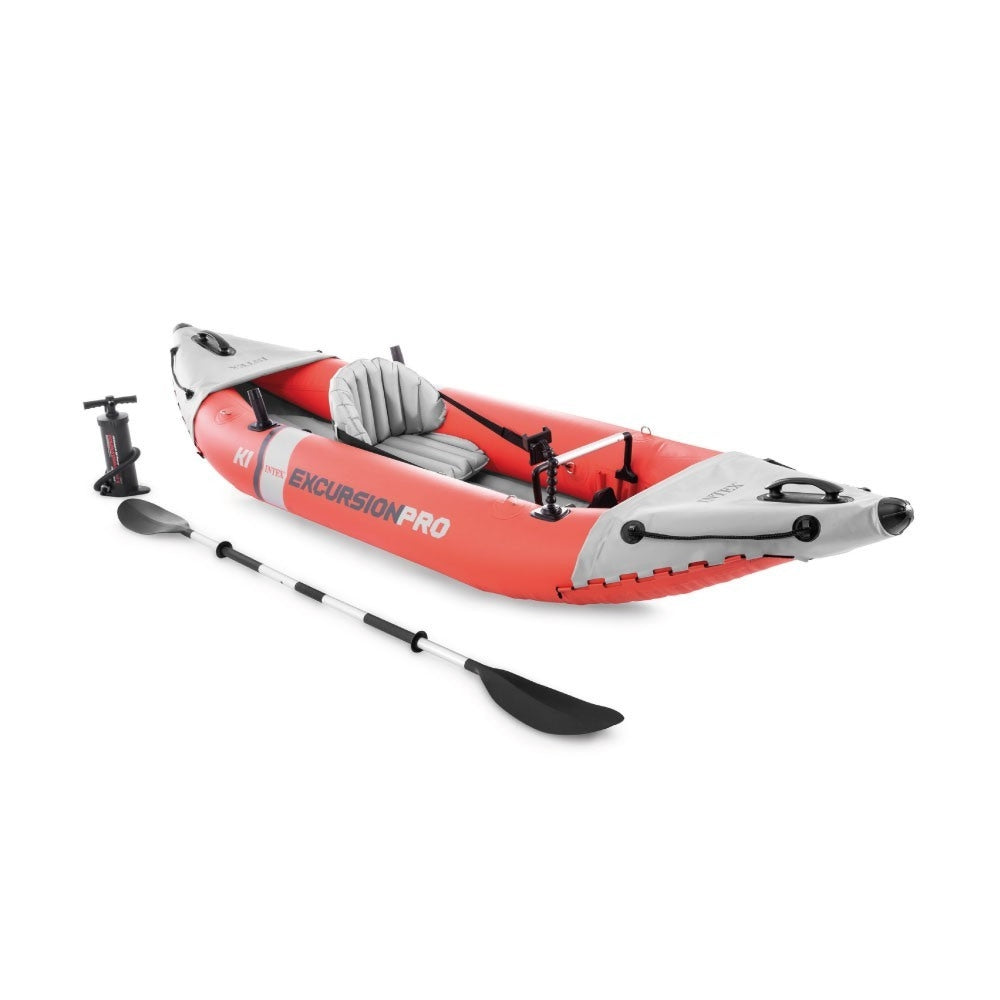 INTEX Excursion Pro K1 Inflatable Kayak – Professional 1-Person Fishing Kayak with Adjustable Seat & Gear Storage