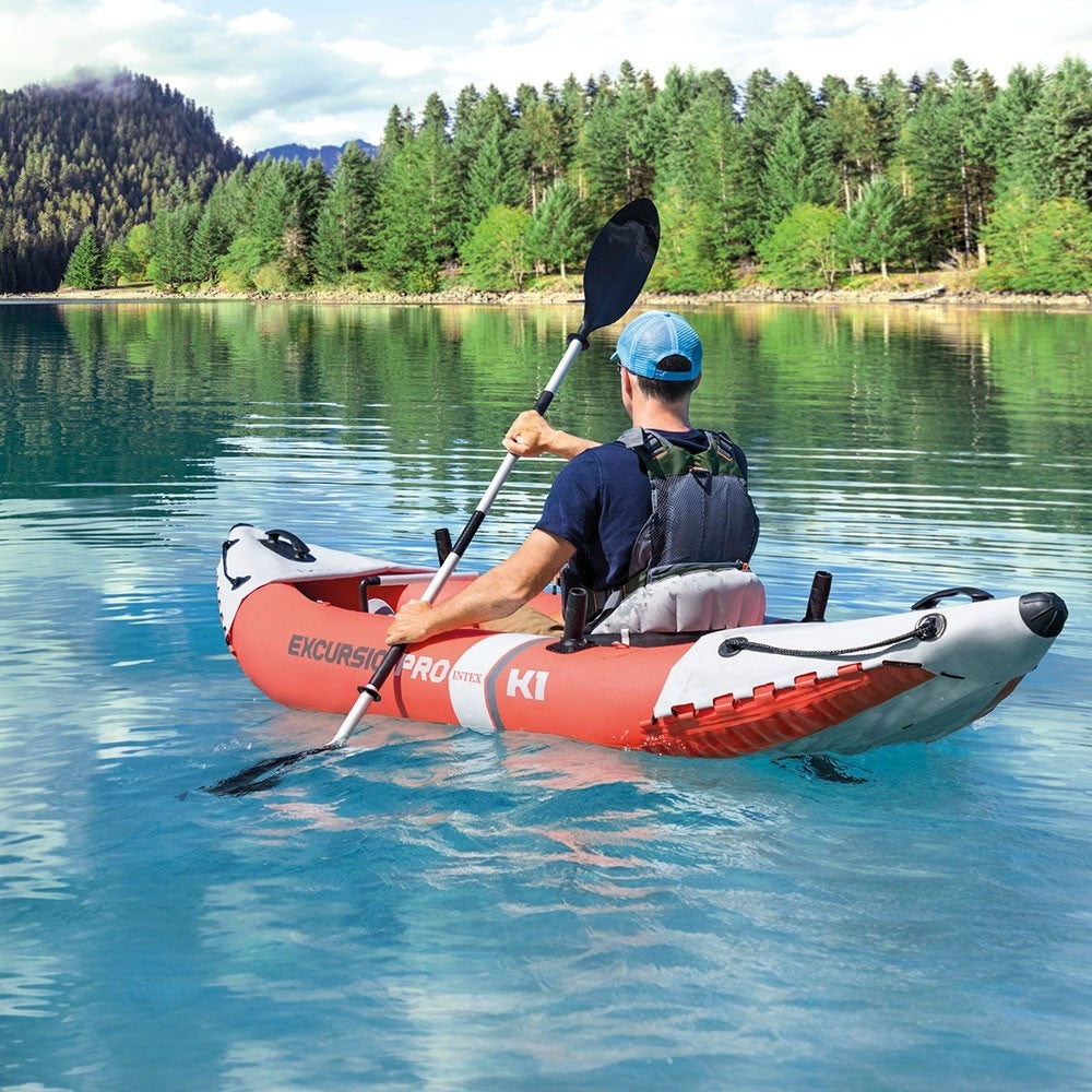INTEX Excursion Pro K1 Inflatable Kayak – Professional 1-Person Fishing Kayak with Adjustable Seat & Gear Storage - Image 3