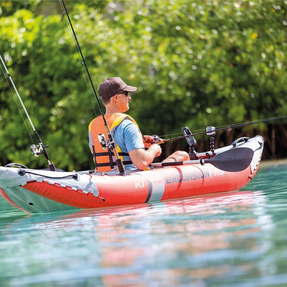 INTEX Excursion Pro K1 Inflatable Kayak – Professional 1-Person Fishing Kayak with Adjustable Seat & Gear Storage - Image 4