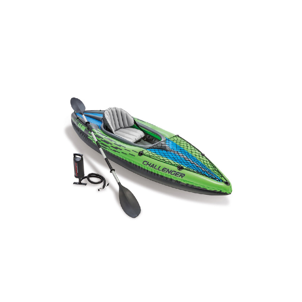 INTEX Challenger K1 Inflatable Kayak – 1-Person Recreational Kayak with Aluminum Oars & High-Output Pump