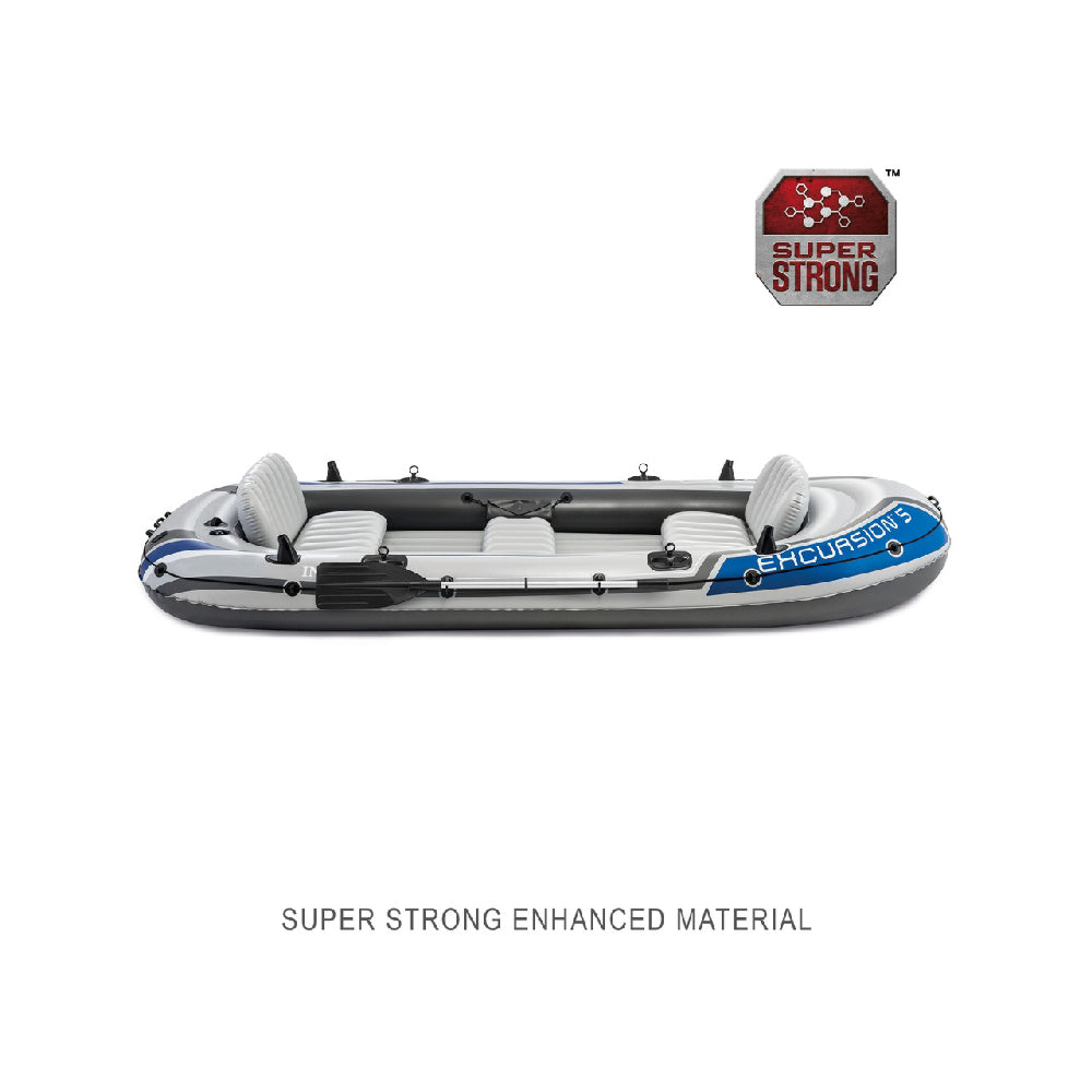 INTEX Excursion 5 Inflatable Boat Set – 5-Person Family Fishing & Lake Excursion Raft with Oars & Air Pump - Image 3