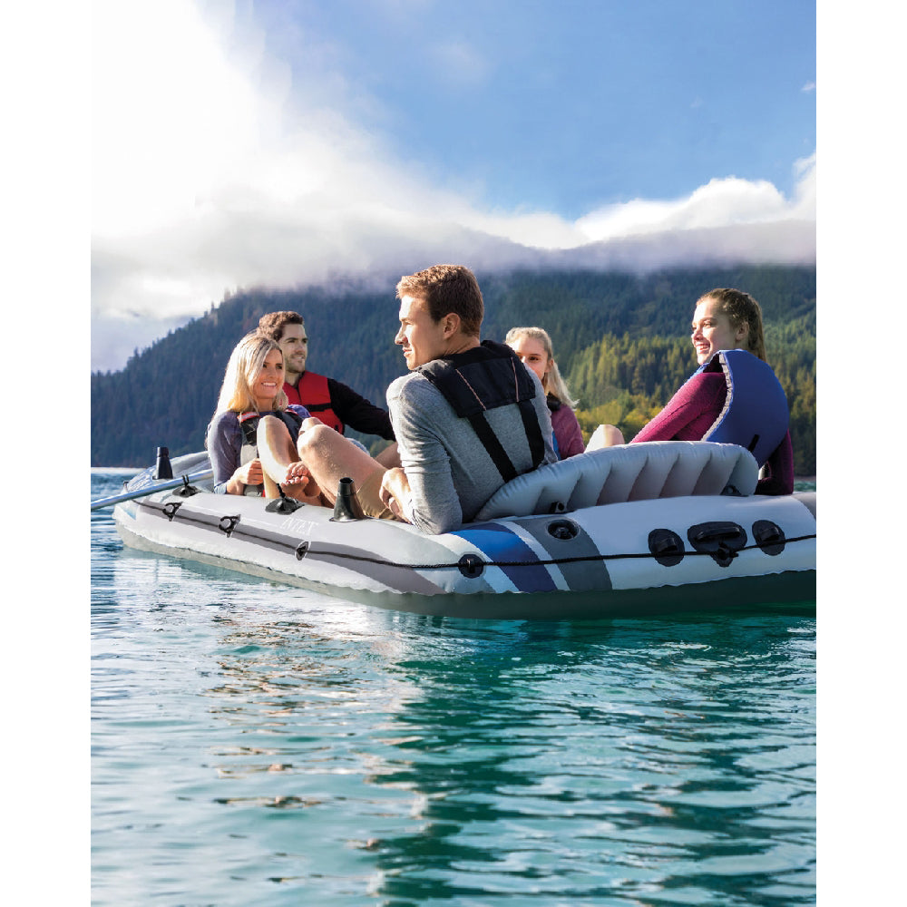 INTEX Excursion 5 Inflatable Boat Set – 5-Person Family Fishing & Lake Excursion Raft with Oars & Air Pump - Image 4