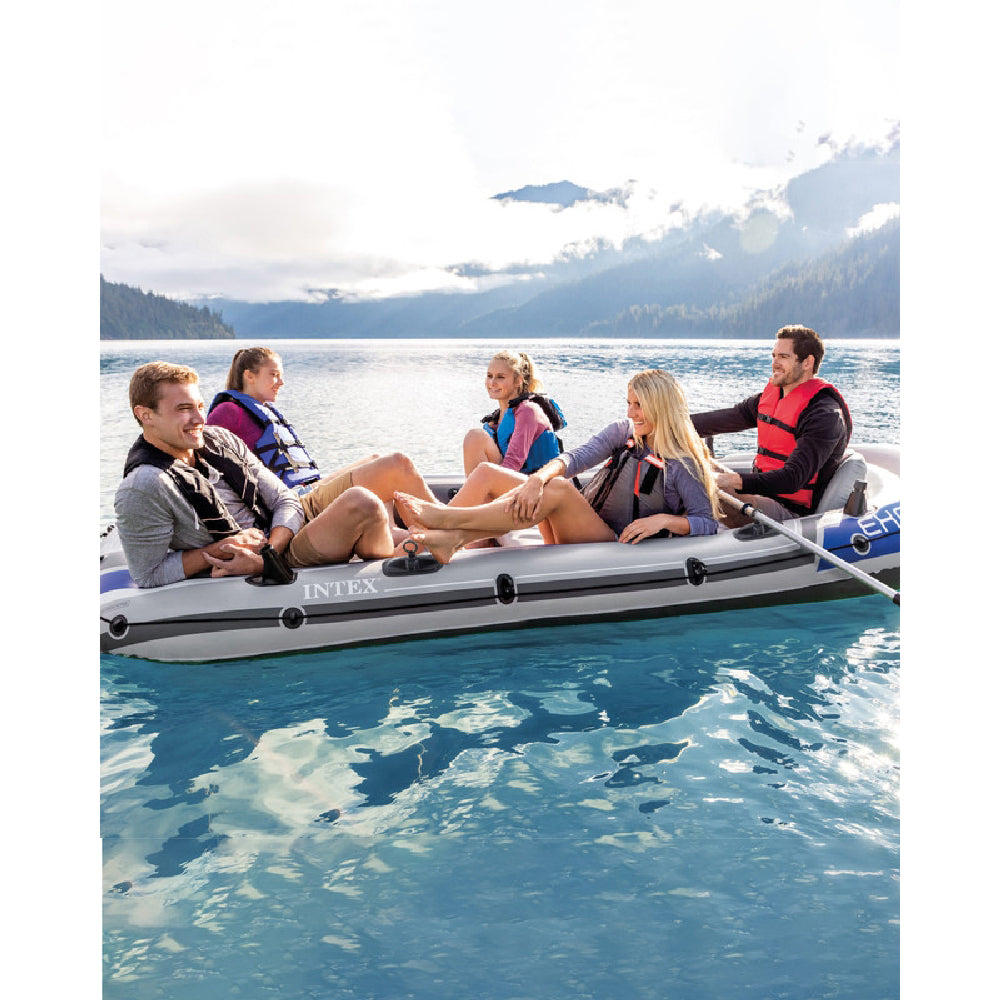 INTEX Excursion 5 Inflatable Boat Set – 5-Person Family Fishing & Lake Excursion Raft with Oars & Air Pump - Image 5