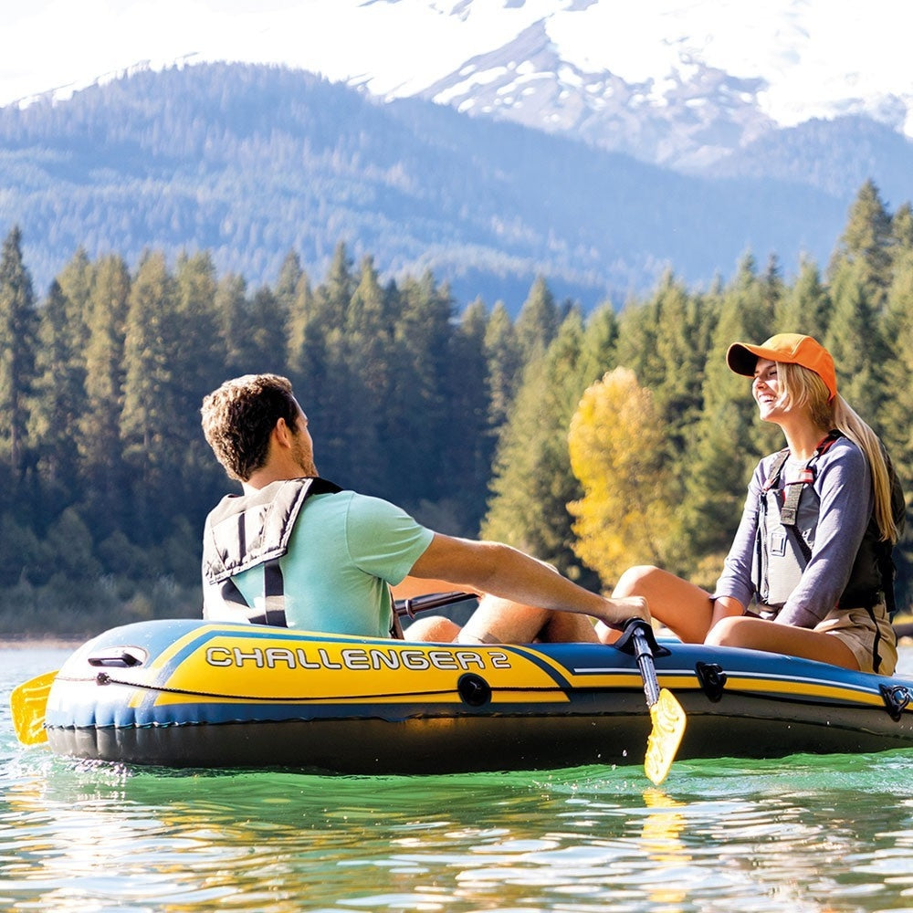 INTEX Challenger 2 Inflatable Boat Set – 2-Person Recreational Rowing Raft with Aluminum Oars & Air Pump - Image 5