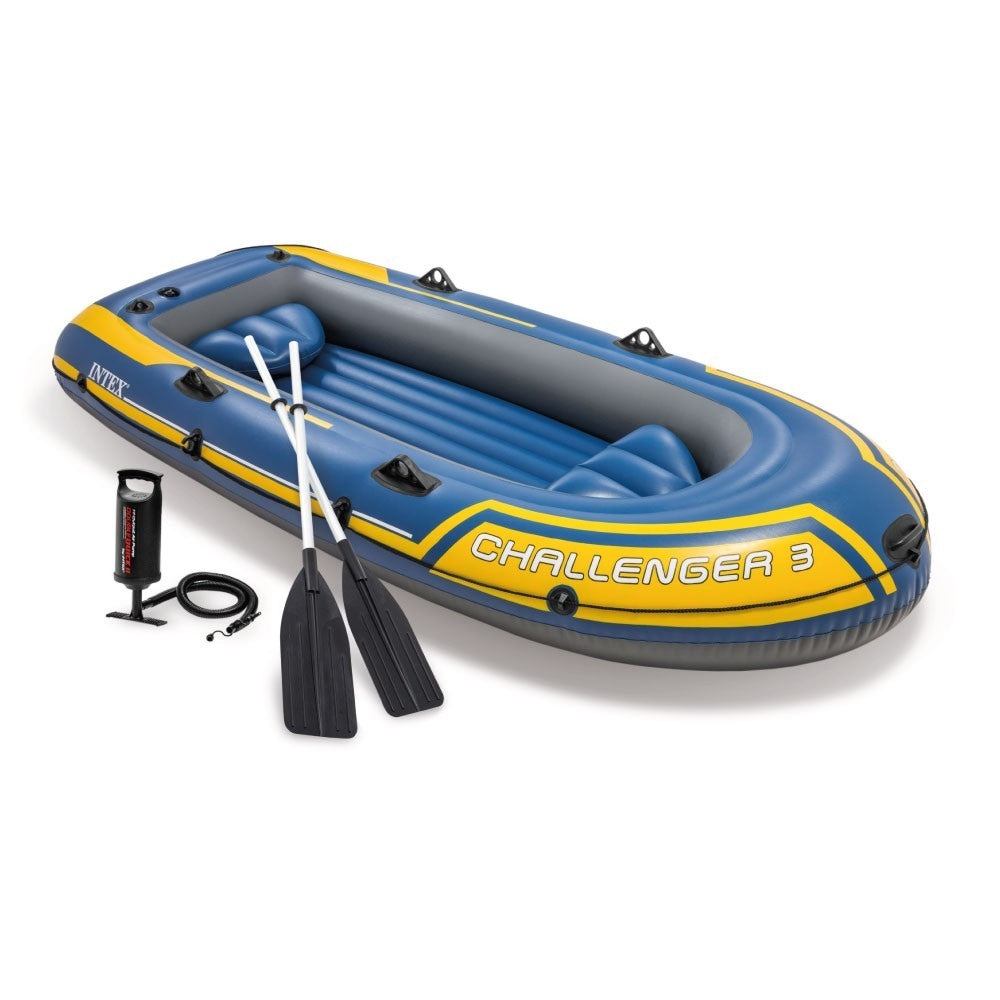 INTEX Challenger 3 Inflatable Boat Set – 3-Person Recreational Rowing Boat for Lakes & Calm Rivers