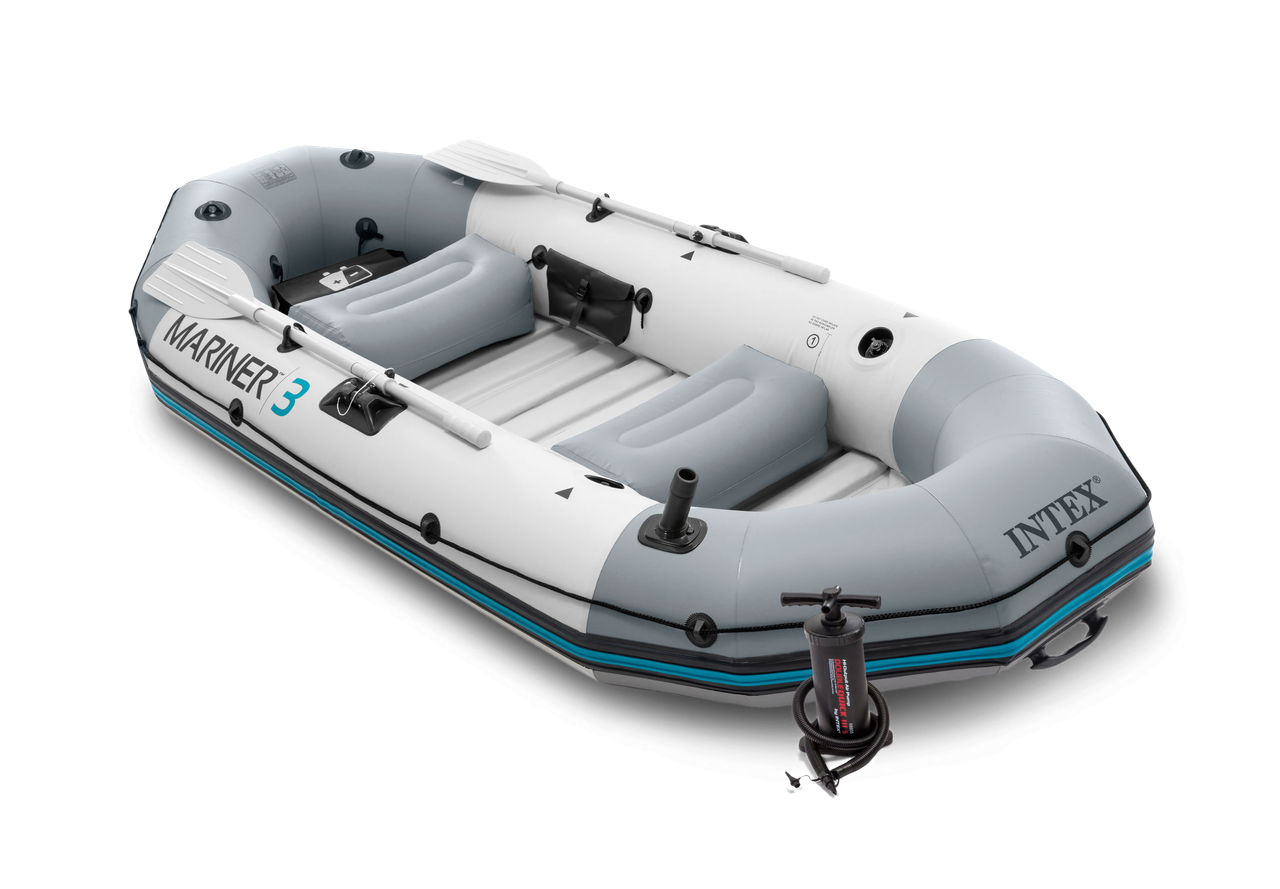 INTEX Mariner 3 Inflatable Boat Set – 3-Person Durable Pro Fishing & Lake Raft with Oars & High-Output Pump (13+)