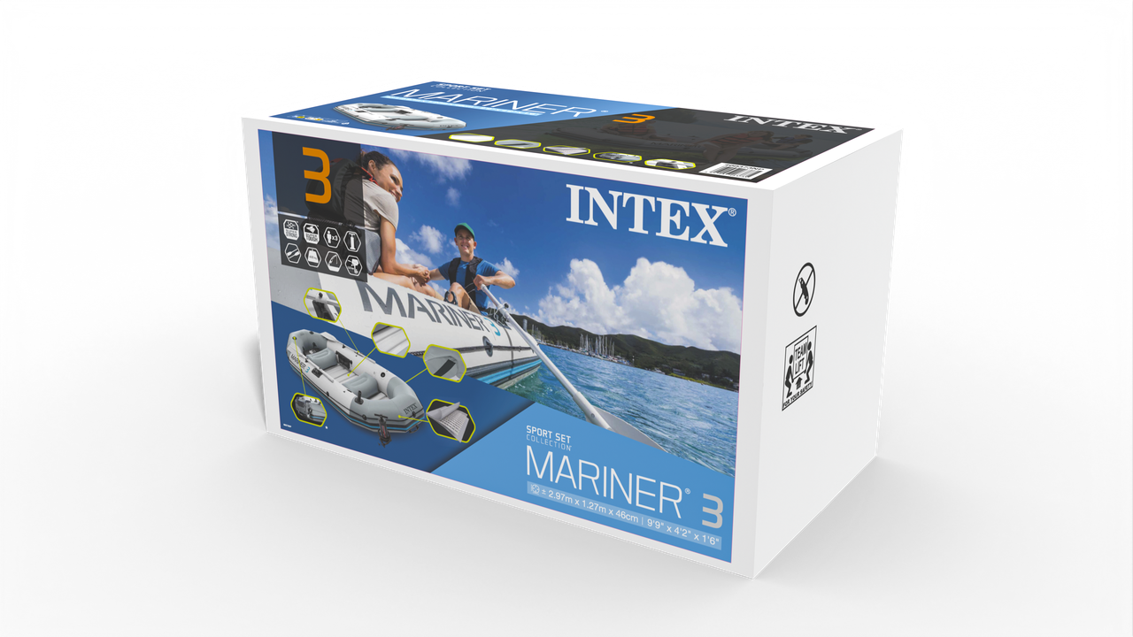 INTEX Mariner 3 Inflatable Boat Set – 3-Person Durable Pro Fishing & Lake Raft with Oars & High-Output Pump (13+) - Image 4