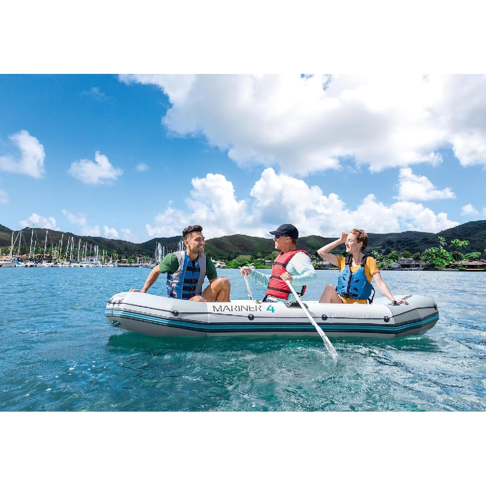 INTEX Marine 4 Inflatable Boat Set – 4-Person Heavy Duty Fishing & Rowing Boat with Aluminum Oars & Pump (13+) - Image 3