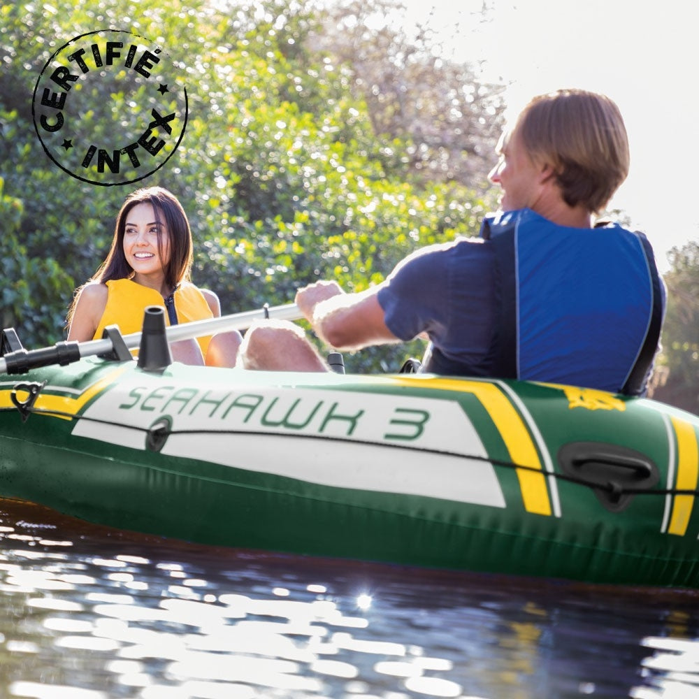INTEX Seahawk 3 Inflatable Boat Set – 3-Person Durable Lake & River Fishing Raft with Aluminum Oars & Pump - Image 3