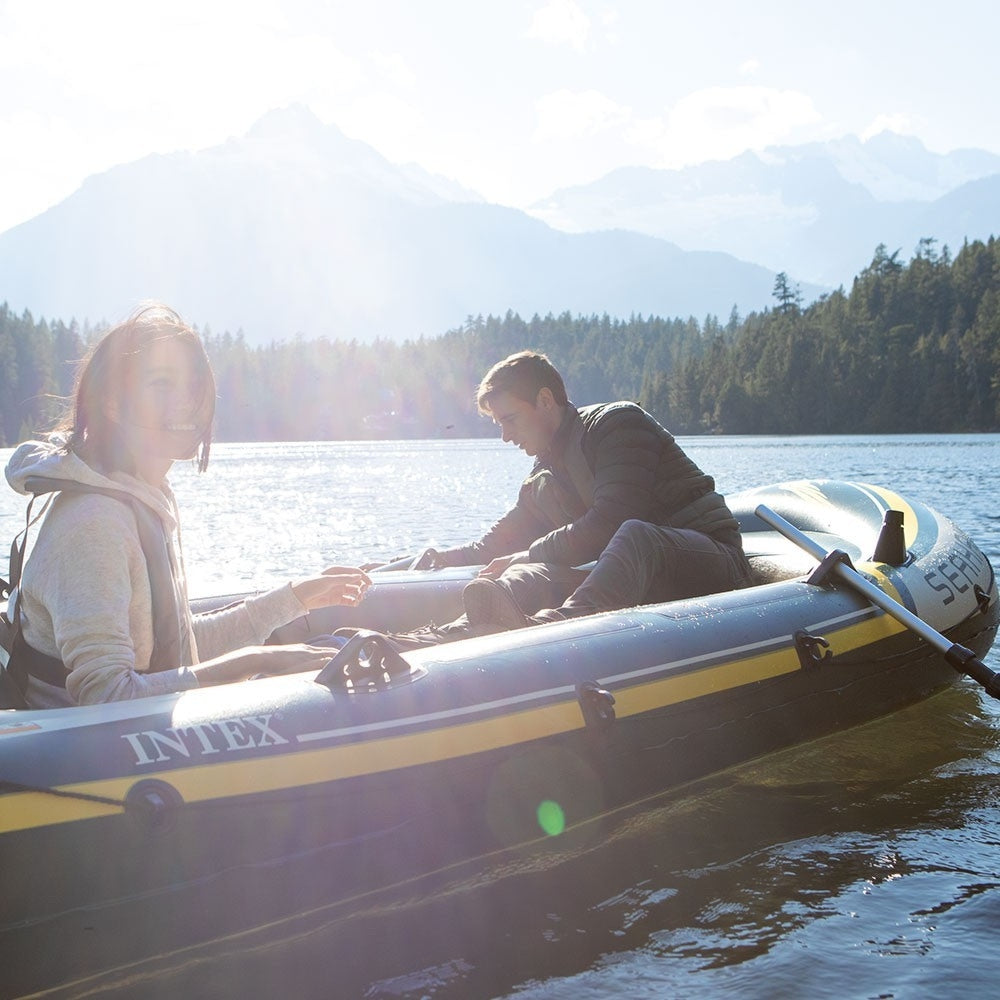INTEX Seahawk 3 Inflatable Boat Set – 3-Person Durable Lake & River Fishing Raft with Aluminum Oars & Pump - Image 5