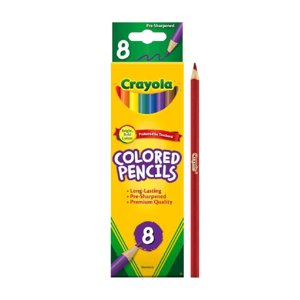 CRAYOLA LLC Crayola Colored Pencils – 8 Count, Long, Presharpened for Creative Drawing