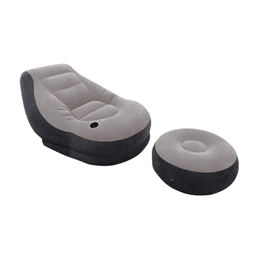 INTEX Ultra Lounge Inflatable Sofa with Ottoman – Deluxe Flocked Recliner Chair for Relaxing & Reading