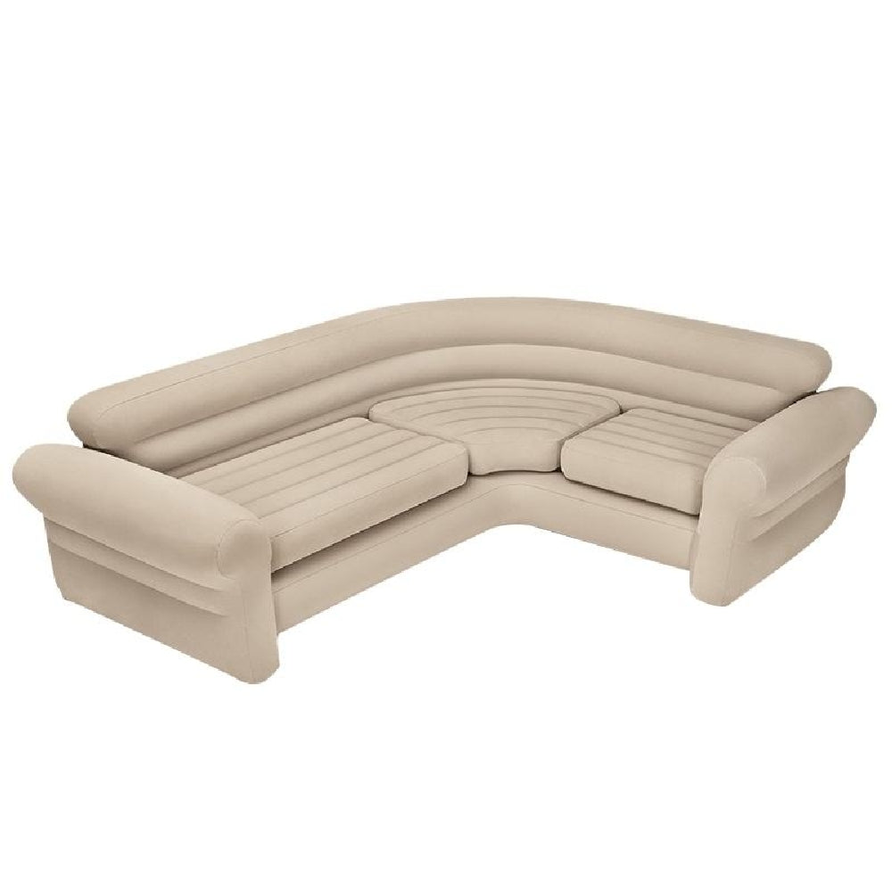 INTEX Inflatable L-Shape Corner Sofa – Waterproof Flocked Indoor/Outdoor Couch for Camping & Lounging