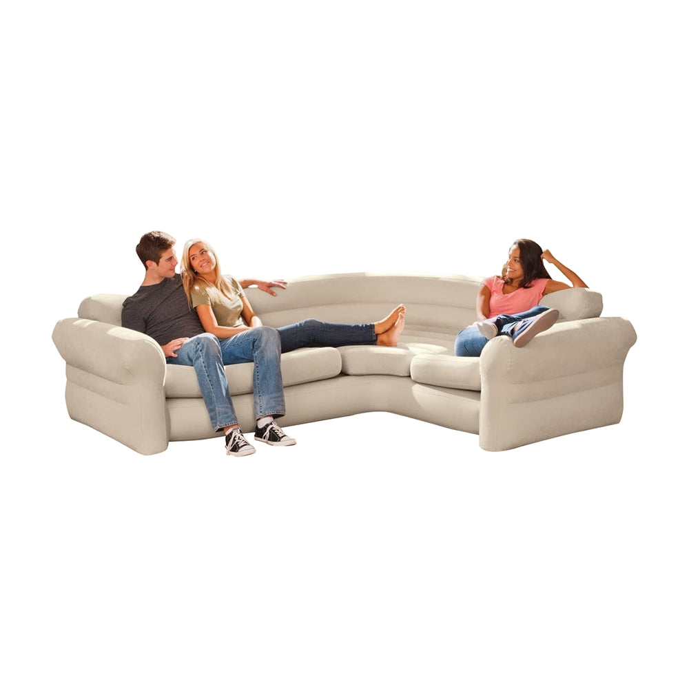 INTEX Inflatable L-Shape Corner Sofa – Waterproof Flocked Indoor/Outdoor Couch for Camping & Lounging - Image 4