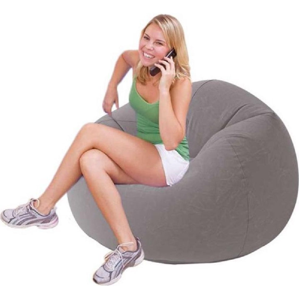 INTEX Modern Beanless Bag Inflatable Chair – Soft Flocked Corduroy Texture Lounge Seat for Bedrooms & Living Rooms - Image 2