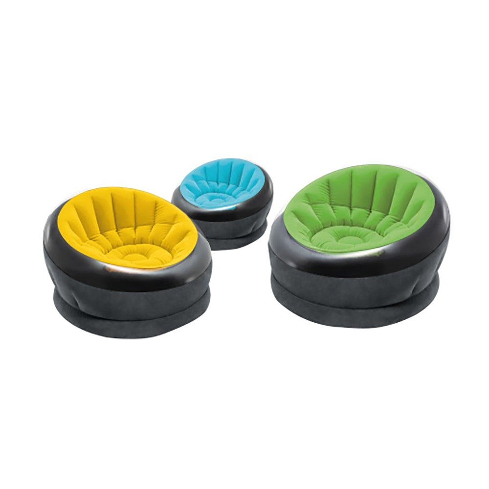 INTEX Empire Inflatable Accent Chair – Modern Transparent Rim Design with Flocked Seat for Indoor/Outdoor Lounging