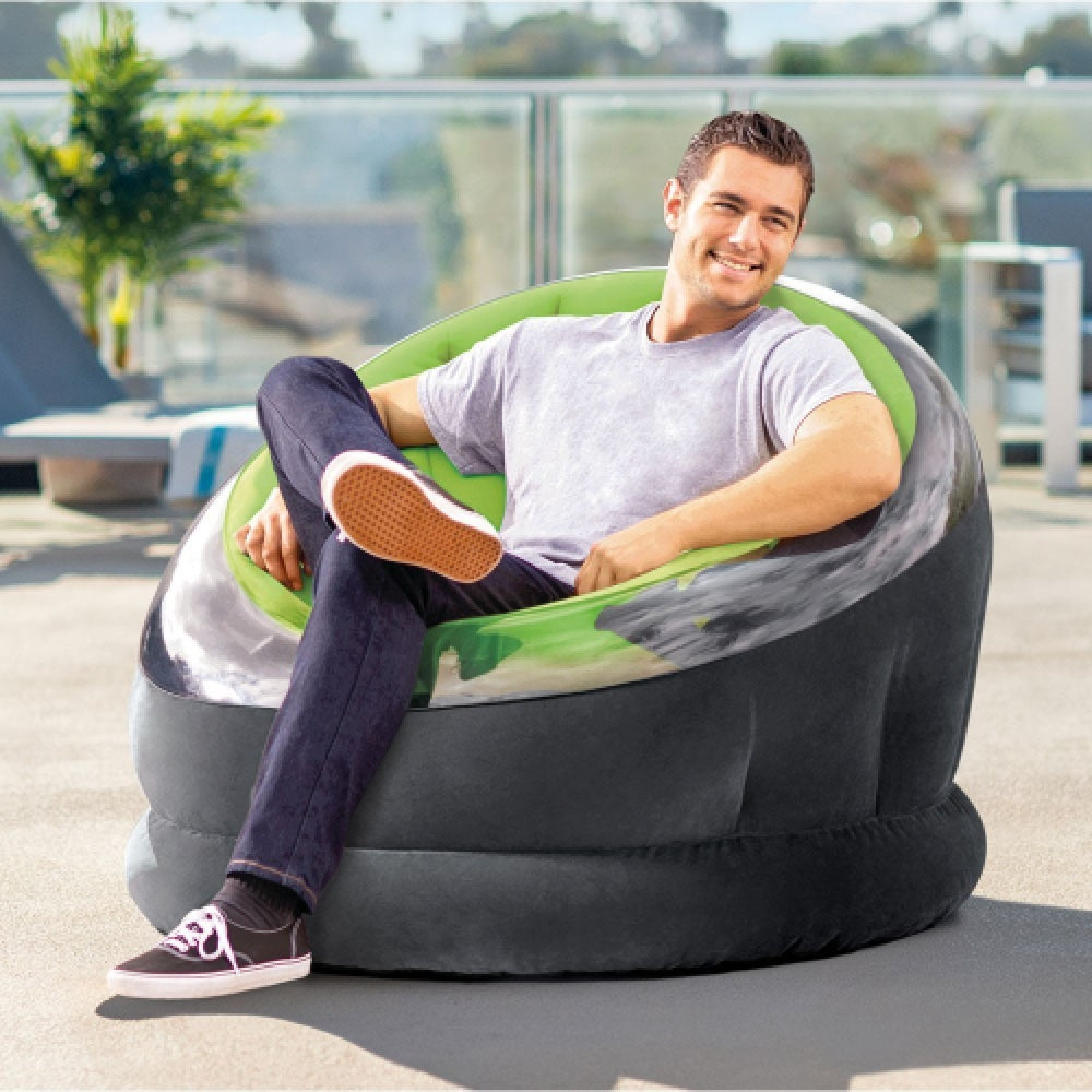 INTEX Empire Inflatable Accent Chair – Modern Transparent Rim Design with Flocked Seat for Indoor/Outdoor Lounging - Image 3