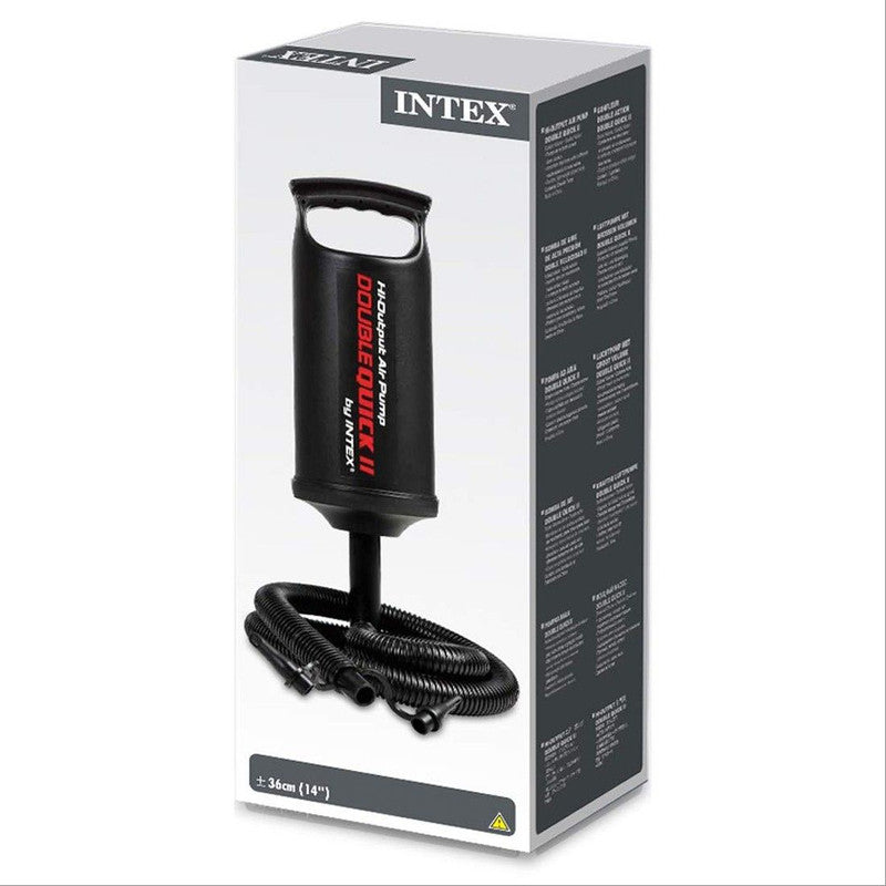 INTEX Double Quick II Hand Pump – 14-inch High-Output Manual Inflator with Universal Nozzles - Image 2