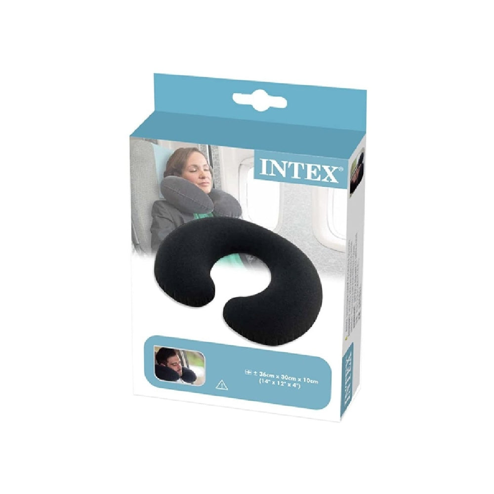 INTEX Inflatable Travel Neck Pillow – Ergonomic U-Shape Flocked Pillow for Long Flights & Road Trips (13+) - Image 2