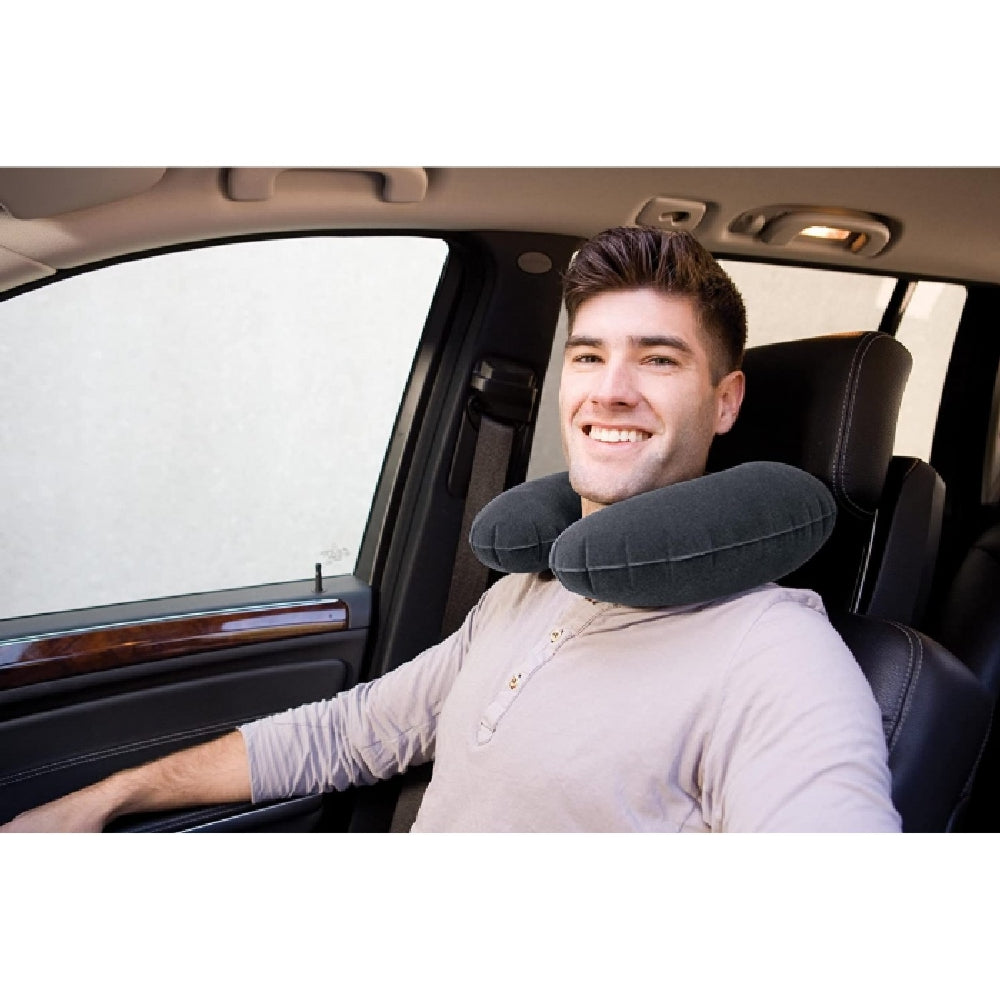 INTEX Inflatable Travel Neck Pillow – Ergonomic U-Shape Flocked Pillow for Long Flights & Road Trips (13+) - Image 3