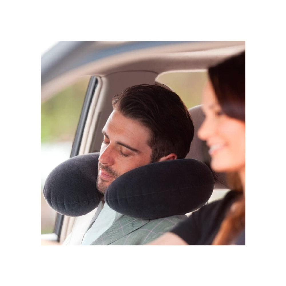 INTEX Inflatable Travel Neck Pillow – Ergonomic U-Shape Flocked Pillow for Long Flights & Road Trips (13+) - Image 4
