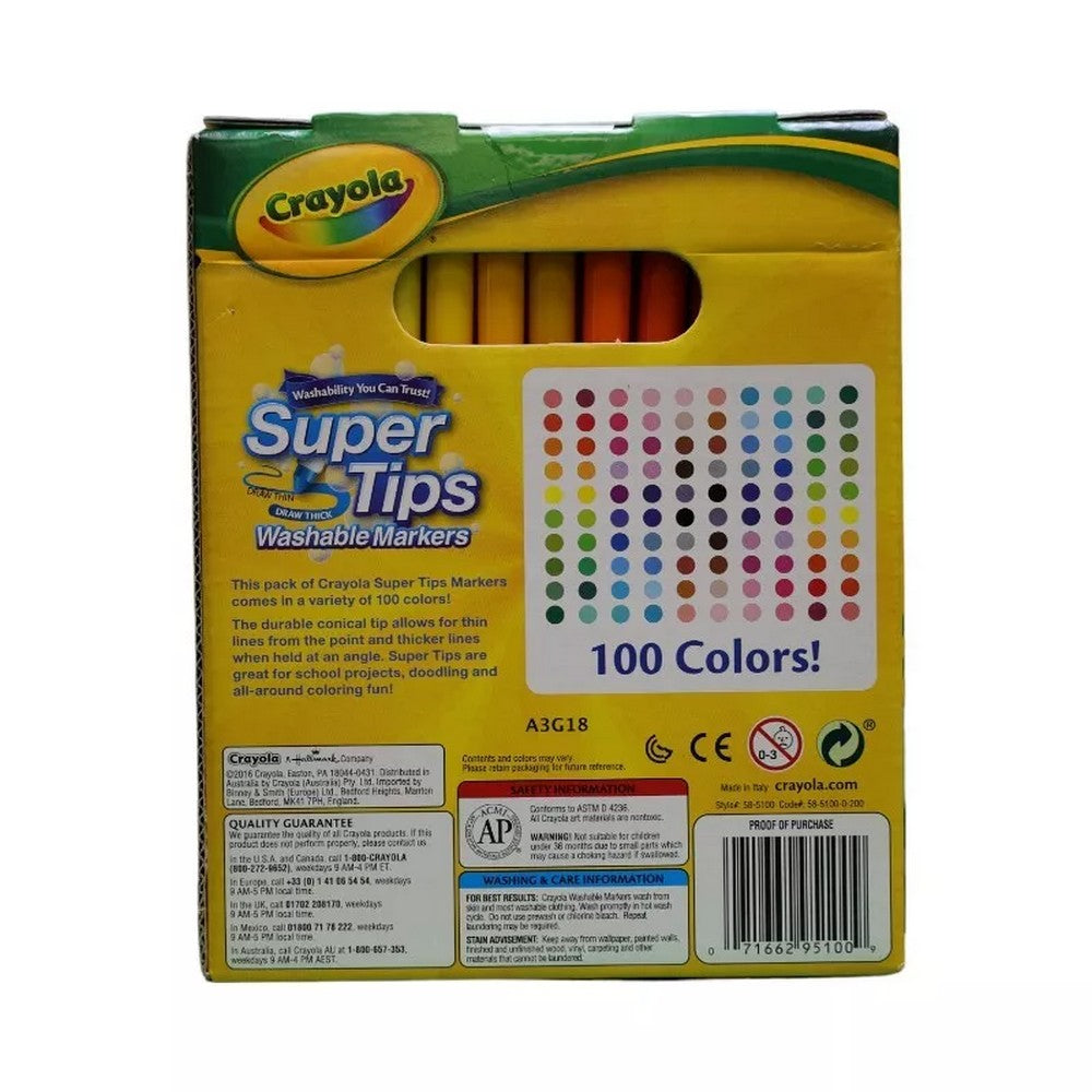 CRAYOLA LLC Crayola Super Tips Washable Markers Unisex, 3-4 Years, Pack of 100 - Image 3