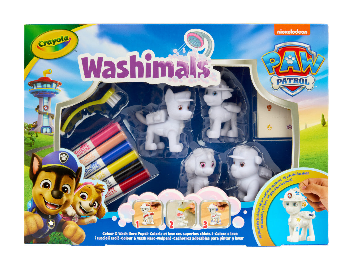 CRAYOLA Washimals Pets Paw Patrol Activity Set – 4 Pups with Washable Stickers