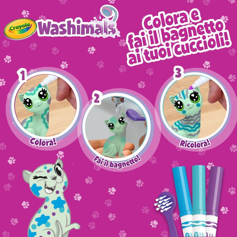 CRAYOLA Washimals Pastel Pets 3-Pack – Markers & Scrubber Set - Image 4