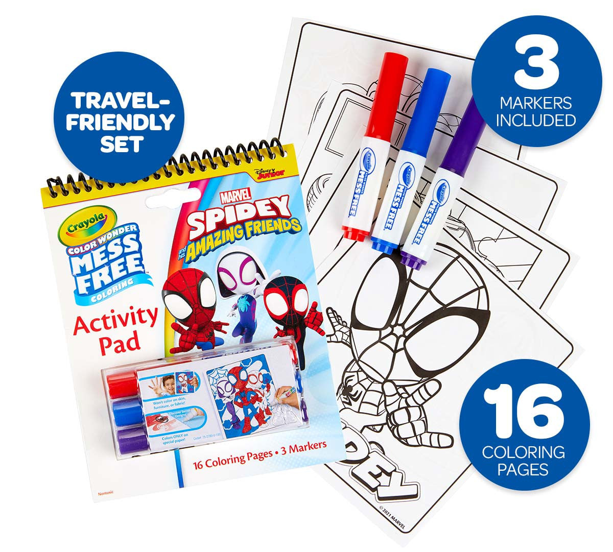 CRAYOLA Disney Spidey Color & Activity Pad with Mess-Free Color Wonder Markers - Image 2