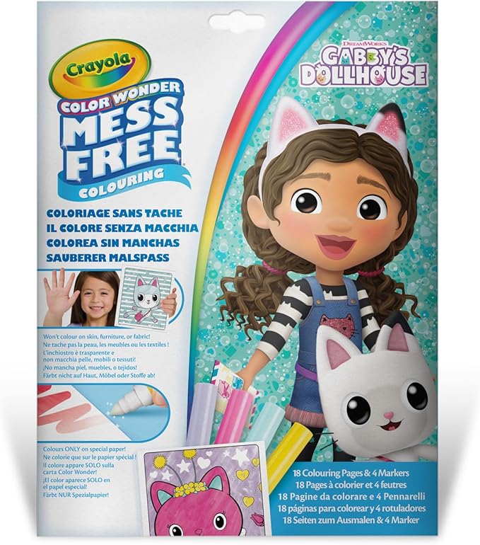 CRAYOLA Color Wonder Set Gabby's Dollhouse, Foldalope, 4 Markers