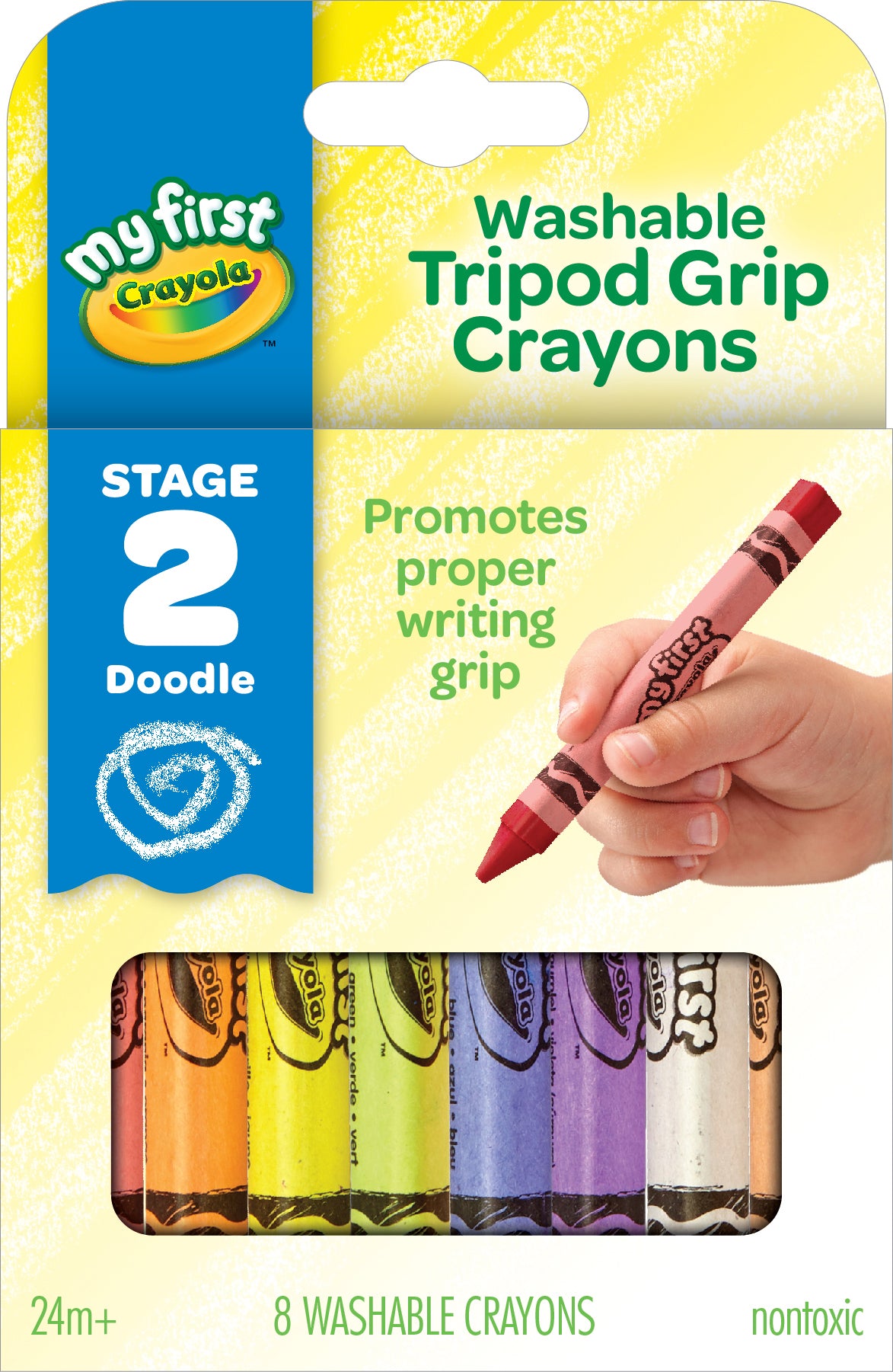 CRAYOLA Washable Tripod Grip Crayons - Pack of 8 Color