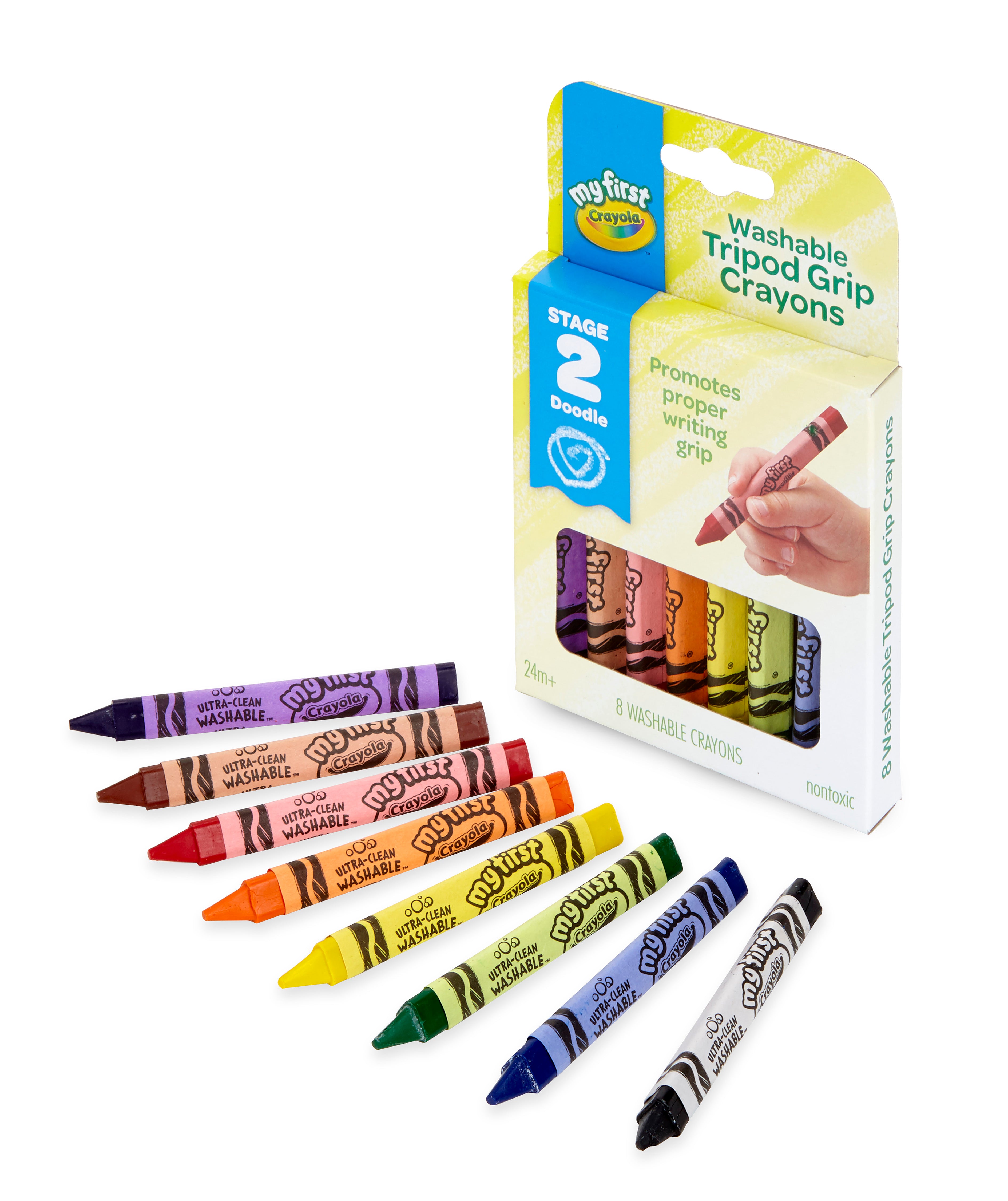 CRAYOLA Washable Tripod Grip Crayons - Pack of 8 Color