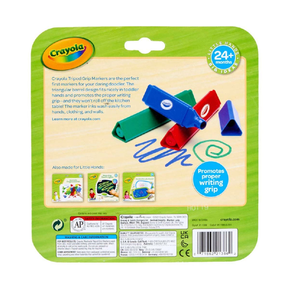 CRAYOLA LLC Crayola Washable Tripod Grip Markers Unisex, 2+ Years, Pack of 8 - Image 4