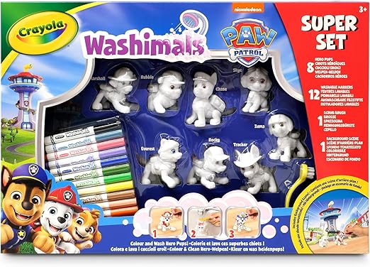 CRAYOLA Washimals Paw Patrol Super Set – Color, Wash & Play with 8 Interactive Pups