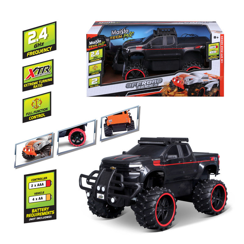 MAISTO TECH Maisto Tech 1:16 Off Road Series 2019 Chevrolet Silverado Assorted Remote Controlled Vehicle Unisex, 8-10 Years