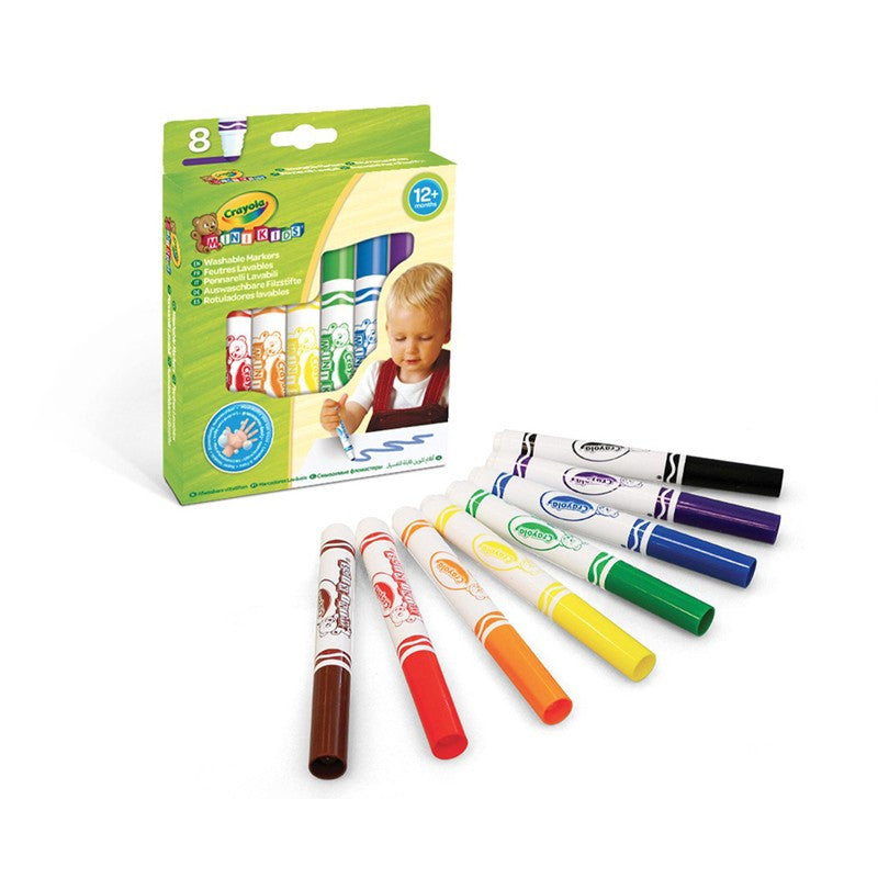 CRAYOLA Mini Kids Washable Markers – 8 Count Vibrant Colors for Safe, Mess-Free Art