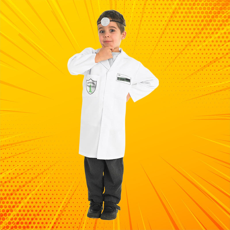  Child Doctor Costume for Boys & Girls | Unisex Scrubs Set with Lab Coat & Stethoscope | Size Small (4-6 Years)
