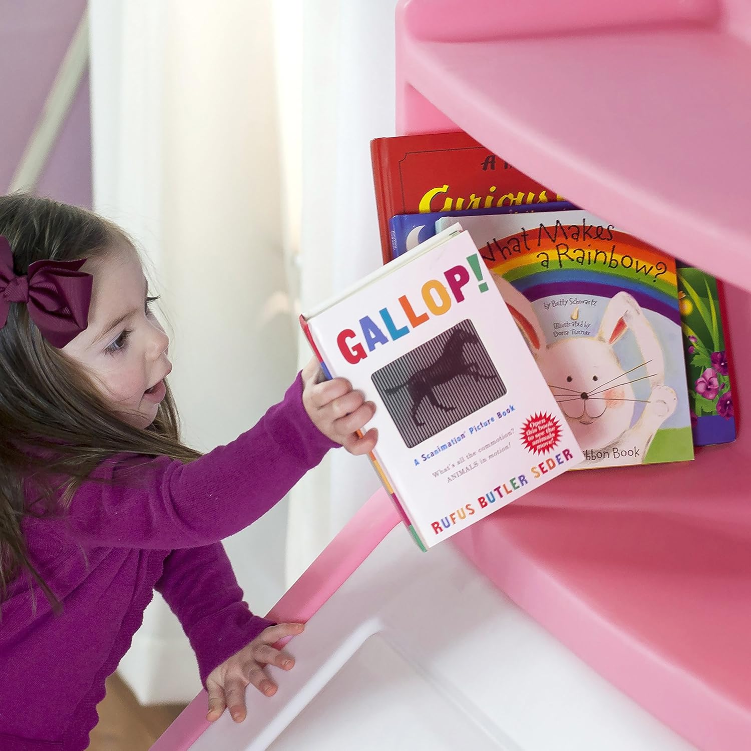 LIFT&HIDE BOOKCASE STORAGE CHEST (PINK) - Image 3
