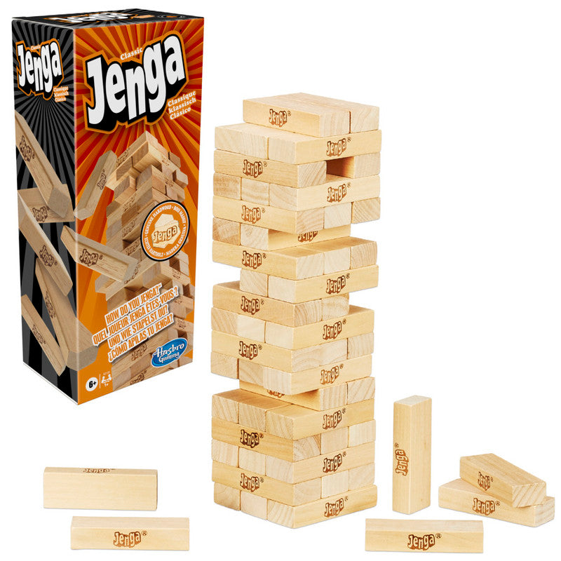 Jenga: The Original Hardwood Block Game | Classic Family & Party Game for Ages 6+ | Play Solo or with Others