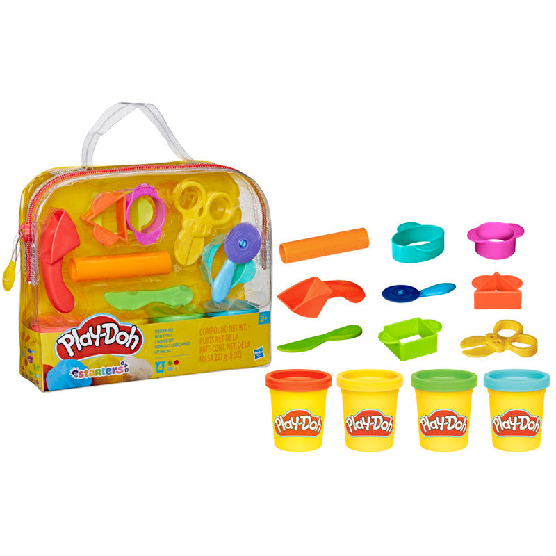 Play-Doh Starter Set 9-Piece Kit with Storage Tote & 4 Modeling Compound Cans, Arts and Crafts Toys for Kids 3 Years & Up, Preschool Toys