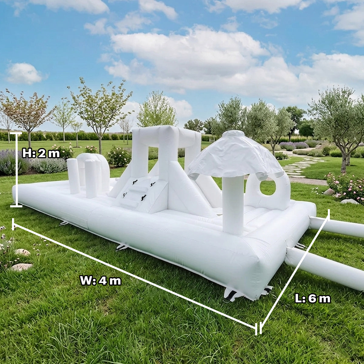 White Umbrella With Slide Jumping Castle