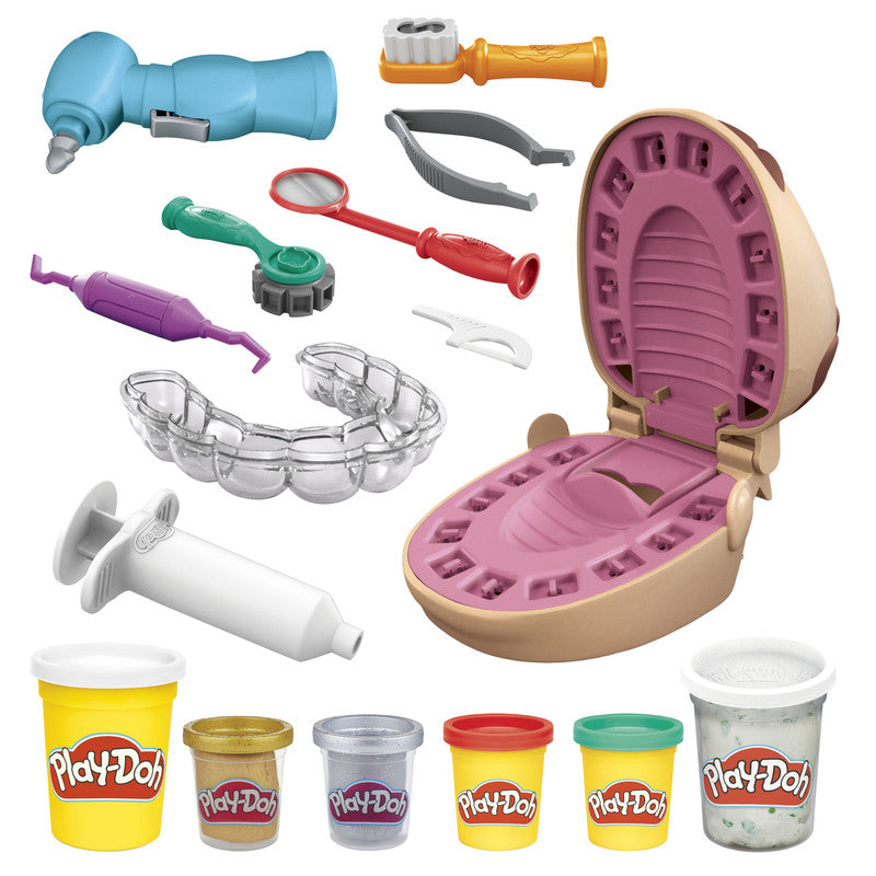 Play-Doh Drill 'n Fill Dentist Toy for Kids 3 Years and Up with Cavity and Metallic Colored Modeling Compound, 10 Tools, 8 Total Cans, 2 Ounces Each, Non-Toxic, Assorted Colors - Image 2