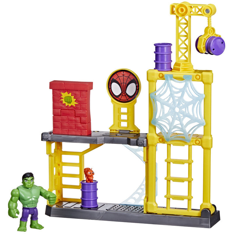 Marvel Spidey and His Amazing Friends Hulk's Smash Yard, Hulk Playset with Toppling Tower and Smash Wall, Super Hero Toys for Kids 3 and Up - Image 3