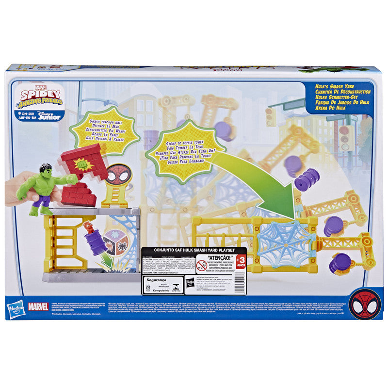 Marvel Spidey and His Amazing Friends Hulk's Smash Yard, Hulk Playset with Toppling Tower and Smash Wall, Super Hero Toys for Kids 3 and Up - Image 5