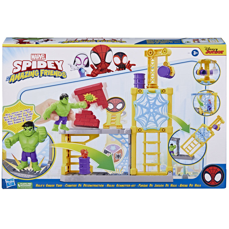 Marvel Spidey and His Amazing Friends Hulk's Smash Yard, Hulk Playset with Toppling Tower and Smash Wall, Super Hero Toys for Kids 3 and Up - Image 4